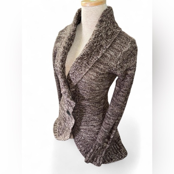 Y2K Kiss It Brown Knit Cardigan with Button Closure - Picture 3 of 6